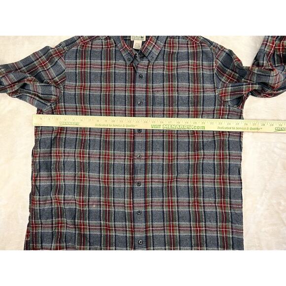 LL Bean Shirt Mens XLT Gray Red Scotch Plaid Flannel Traditional Fit L/S Camping - Picture 3 of 6